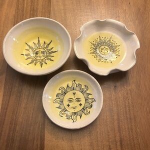 Celestial sun 🌞 mini bowl or plate handmade stoneware pottery one of a kind 🌼✨